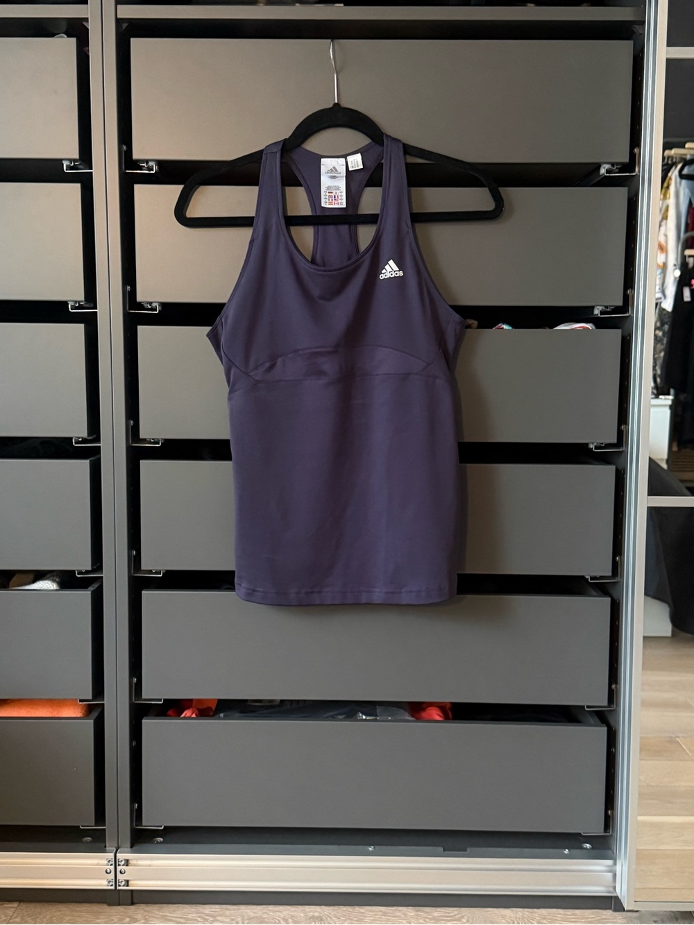 Adidas Purple Racerback Tank Top with White Logo CLIMALITE